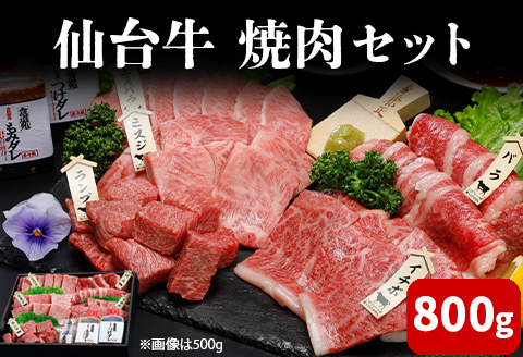 仙台牛 焼肉盛り合わせ 800g｜宮城県大崎市 古川ミート製造・A5等級使用・タレ付き・冷凍便 肉 牛肉 焼肉 仙台牛 古川ミート 国産牛 盛合わせ 食べ比べ ふるさと納税 焼肉 送料無料