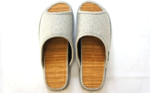 D型セノーテニット竹炭スリッパ　グレー＜紳士用Ｌサイズ（約27.5cmまで）＞　【04301-0359】