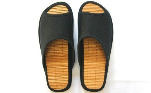 D型セノーテニット竹炭スリッパ　ブラック＜紳士用Ｌサイズ（約27.5cmまで）＞　【04301-0360】