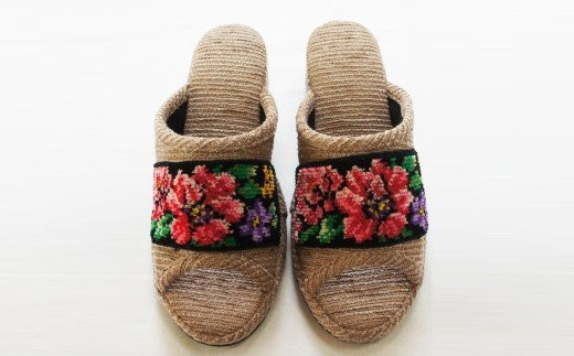 シェニーモール織ヒールスリッパ（約23.5cmまで）＜カラー：ベージュ＞　【04301-0364】