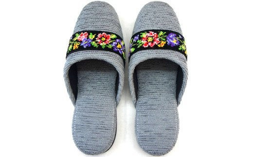 シェニールモール織吊込スリッパ（約25cmまで）＜カラー：グレー＞　【04301-0365】