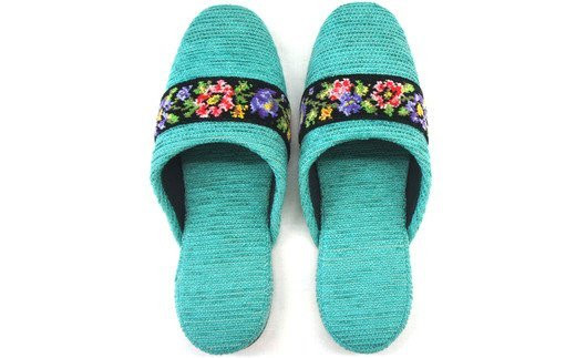 シェニールモール織吊込スリッパ（約25cmまで）＜カラー：グリーン＞　【04301-0365】