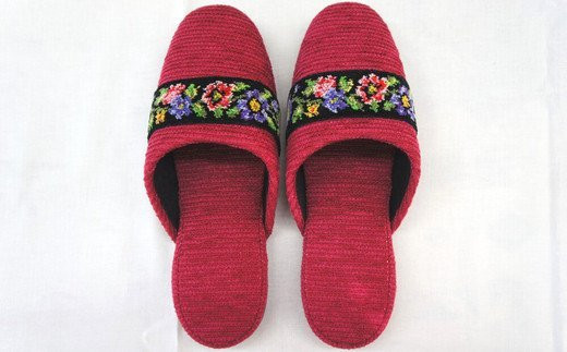 シェニールモール織吊込スリッパ（約25cmまで）＜カラー：レッド＞　【04301-0365】