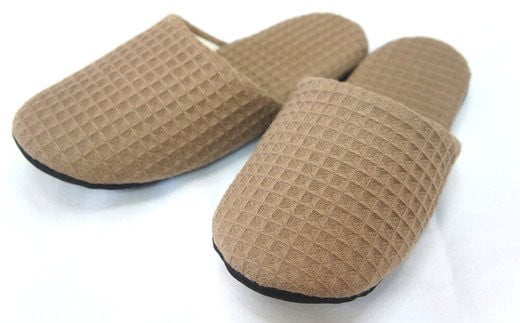 太ワッフルソフトスリッパFサイズ（約24.5cmまで）2足セット　【04301-0349】