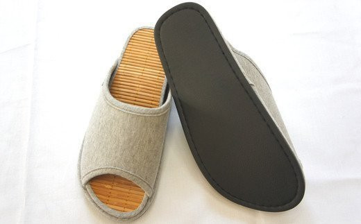 D型セノーテニット竹炭スリッパ　グレー＜紳士用Ｌサイズ（約27.5cmまで）＞　【04301-0359】