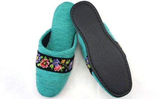 シェニールモール織吊込スリッパ（約25cmまで）＜カラー：グリーン＞　【04301-0365】