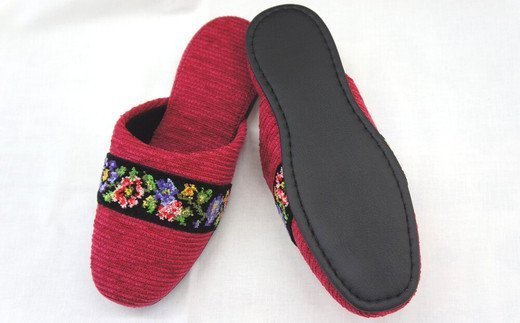 シェニールモール織吊込スリッパ（約25cmまで）＜カラー：レッド＞　【04301-0365】