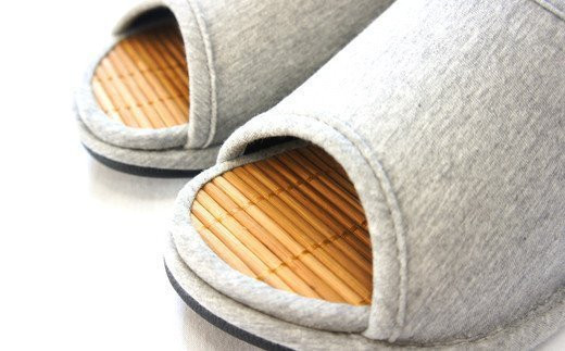 D型セノーテニット竹炭スリッパ　グレー＜紳士用Ｌサイズ（約27.5cmまで）＞　【04301-0359】