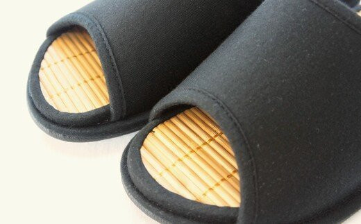 D型セノーテニット竹炭スリッパ　ブラック＜紳士用Ｌサイズ（約27.5cmまで）＞　【04301-0360】