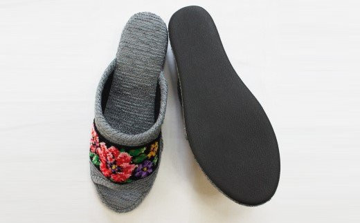 シェニーモール織ヒールスリッパ（約23.5cmまで）＜カラー：グレー＞　【04301-0364】