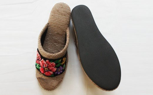 シェニーモール織ヒールスリッパ（約23.5cmまで）＜カラー：ベージュ＞　【04301-0364】