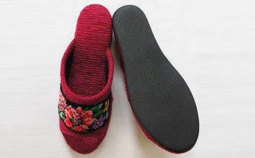 シェニーモール織ヒールスリッパ（約23.5cmまで）＜カラー：レッド＞　【04301-0364】