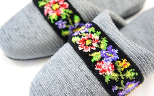 シェニールモール織吊込スリッパ（約25cmまで）＜カラー：グレー＞　【04301-0365】