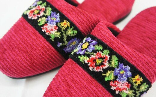 シェニールモール織吊込スリッパ（約25cmまで）＜カラー：レッド＞　【04301-0365】