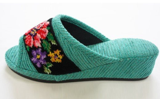 シェニーモール織ヒールスリッパ（約23.5cmまで）＜カラー：グリーン＞　【04301-0364】