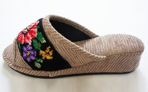 シェニーモール織ヒールスリッパ（約23.5cmまで）＜カラー：ベージュ＞　【04301-0364】