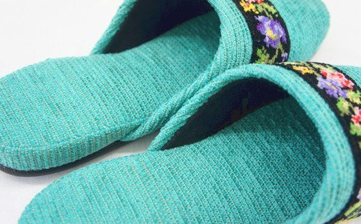 シェニールモール織吊込スリッパ（約25cmまで）＜カラー：グリーン＞　【04301-0365】