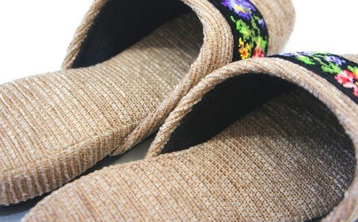 シェニールモール織吊込スリッパ（約25cmまで）＜カラー：ベージュ＞　【04301-0365】