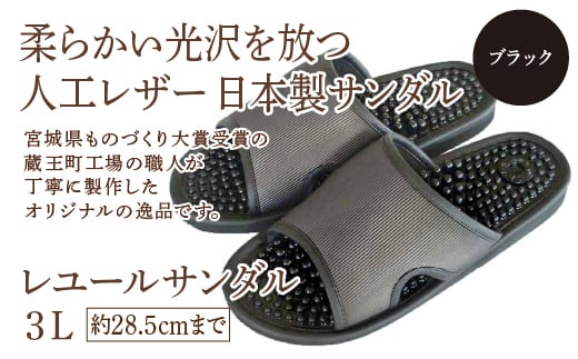 レユールサンダル3L（約28.5cmまで） ブラック　【04301-0598-2】