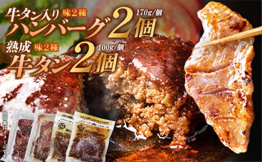 牛タン入りハンバーグ（和風・デミグラス）＆柔らか牛タン（タレ・塩）セット　ハンバーグ 牛たん 和風 デミグラスソース 時短 調理 簡単 便利 お取り寄せグルメ 蔵王 いちじく 国産 豚肉【04301-0757】