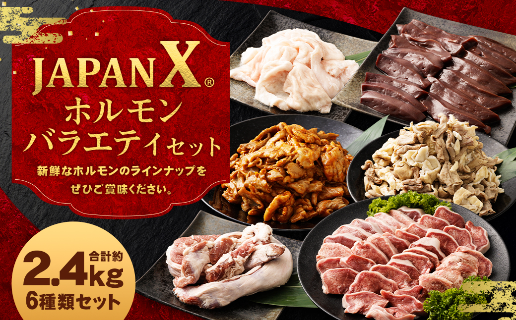 JAPAN X ホルモンバラエティセット2.4kg(モツタンレバーハラミテッポウ）　【04301-0070】