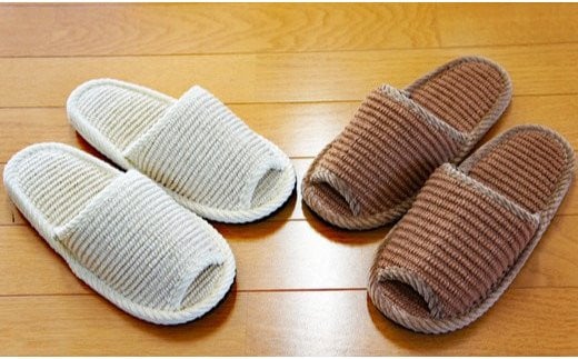 スリッパ2足セット　＜インドコットン・フェルト底・Ｍサイズ(約25㎝まで)＞　【04301-0344】
