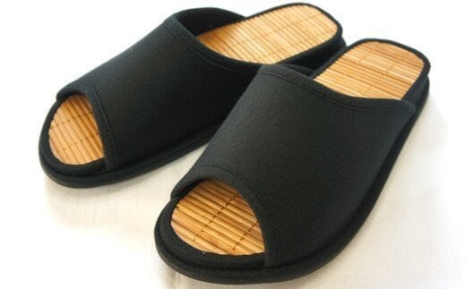 D型セノーテニット竹炭スリッパ　ブラック＜紳士用Ｌサイズ（約27.5cmまで）＞　【04301-0360】