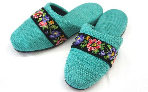 シェニールモール織吊込スリッパ（約25cmまで）＜カラー：グリーン＞　【04301-0365】