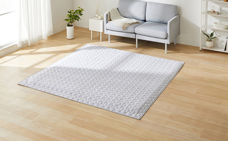 はがして洗える Hagash カバー杢キルト HAGCM-1818 グレー ラグ カバー 約2畳 洗える 洗濯機 おしゃれ カーペット ラグマット オールシーズン キルト 一人暮らし リビング アイリスオーヤマ ハガッシュ Hagash カバーラグ