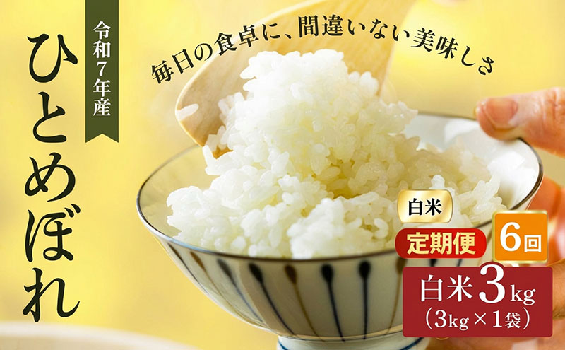 令和7年産 精米 ひとめぼれ 3kg 6ヵ月定期便 宮城県大河原町産 米 お米 白米 こめ コメ 令和7年 宮城県産