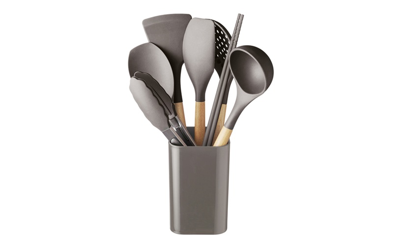 調理器具 キッチンツール7点＋スタンドセット KT-7SS チャコールグレー キッチンツール セット シリコン 吊り下げ おしゃれ 木製 スタンド 収納 7点 スタンド アイリスオーヤマ 調理道具 キッチン フライ返し おたま ヘラ トング