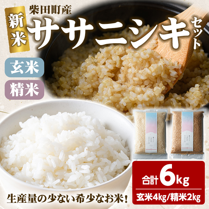【令和7年産 新米】ササニシキ 精米 玄米 セット 合計6kg（玄米4kg/精米2kg） 柴田町産 お米 おこめ 米 コメ 白米 ご飯 ごはん おにぎり お弁当 【しばたの未来株式会社】sh012