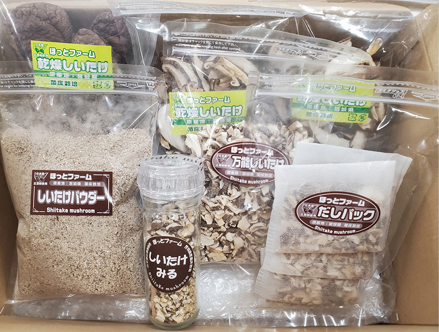 乾燥しいたけセット 6種 ＜乾燥しいたけ3種・だしパック・しいたけパウダー・しいたけみる＞ 乾燥椎茸 乾燥しいたけ 椎茸 シイタケ どんこ 出汁 きのこ キノコ 煮物 炊き込みご飯 お味噌汁 便利 【ほっとファーム株式会社】 sh110