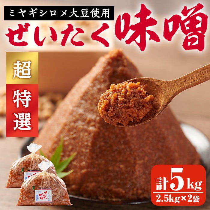 柴田特産 ぜいたく味噌 超特選 計5kg（2.5kg×2袋） 味噌汁 麹味噌 味噌汁 天然醸造 手作り 発酵 みそ ひとめぼれ 【下名生ファーム】sh044-B
