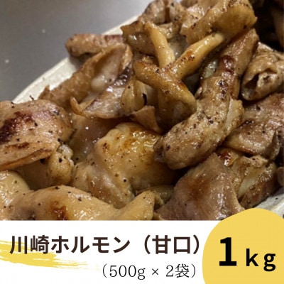 川崎ホルモン 計1kg(500g×2p) (濃厚ニンニク生タレ『甘口付き』)【配送不可地域：離島】