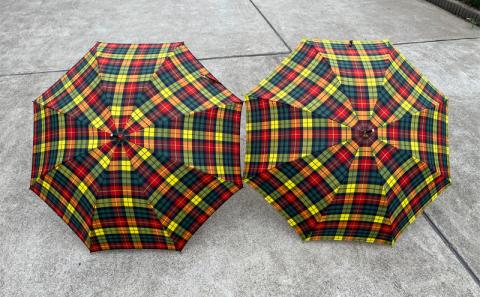 【 かさ 】高級雨傘 格子柄 駒取り 58cm［黄色］（共袋付）男女共用 1本