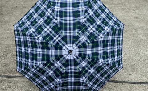 【 かさ 】高級雨傘 格子柄 駒取り 58cm［グリーン］（共袋付）男女共用 1本