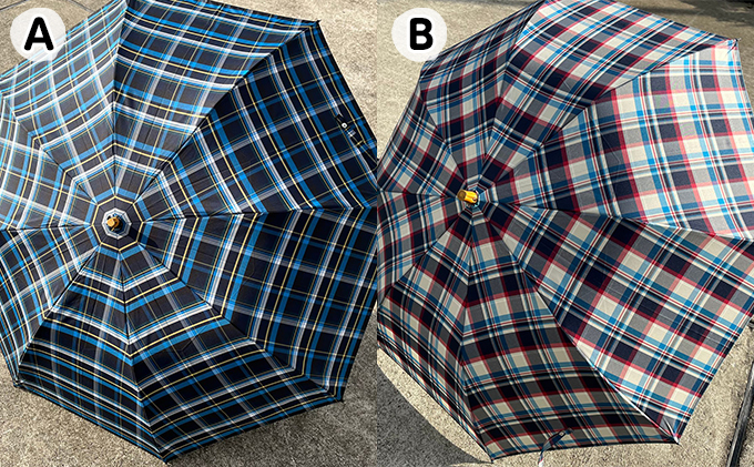 【西川洋傘加工所】1本1本職人の手作り・折傘チェック柄（共袋付）C