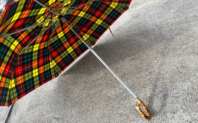 【西川洋傘加工所】1本1本職人の手作り・折傘チェック柄（共袋付）C
