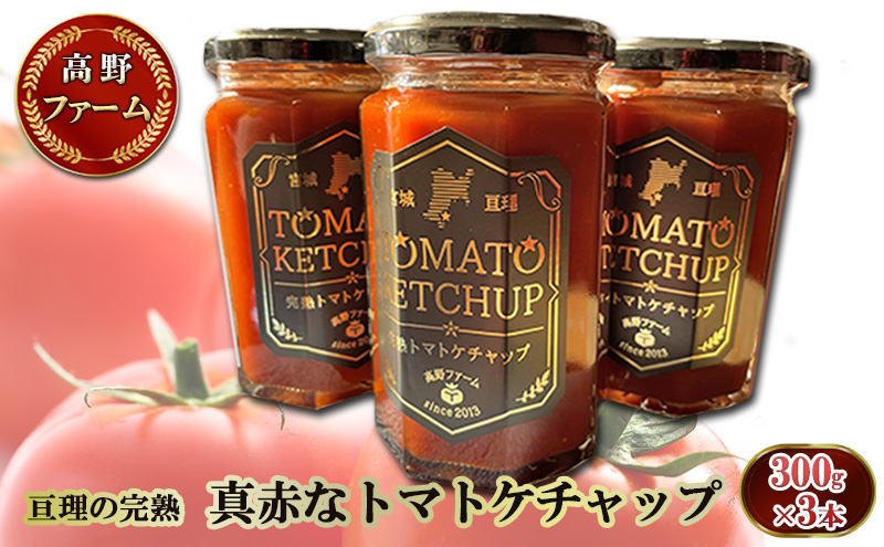 亘理の完熟 真赤なトマトケチャップ 300g×3本＜高野ファーム＞
