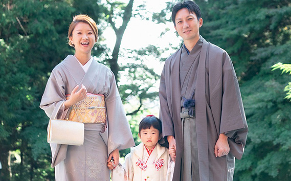 七五三衣装レンタル・お着付け　家族で和装＆ロケーション撮影付きプラン
