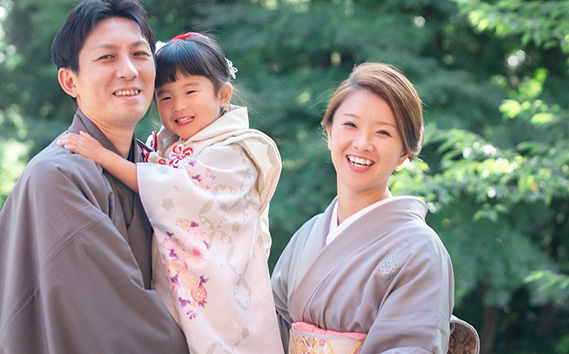 七五三衣装レンタル・お着付け　家族で和装＆ロケーション撮影付きプラン