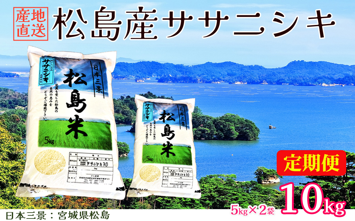 3ヶ月連続定期便【令和8年度産】松島産ササニシキ5kg×2袋
