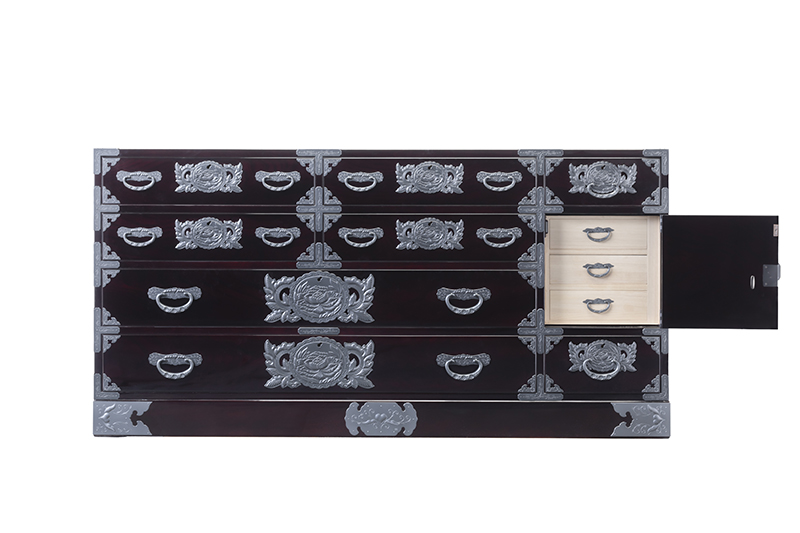 仙台箪笥 五尺横長箪笥75 木地呂漆塗り (申込書返送後、3ヶ月～8ヶ月程度でお届け)