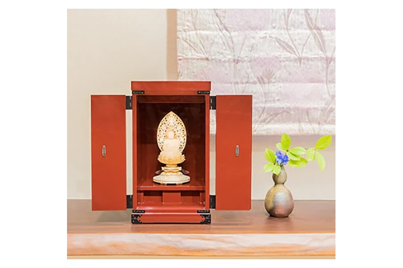 【仙台箪笥】仙台厨子 二枚扉 朱色漆塗り KM-22E