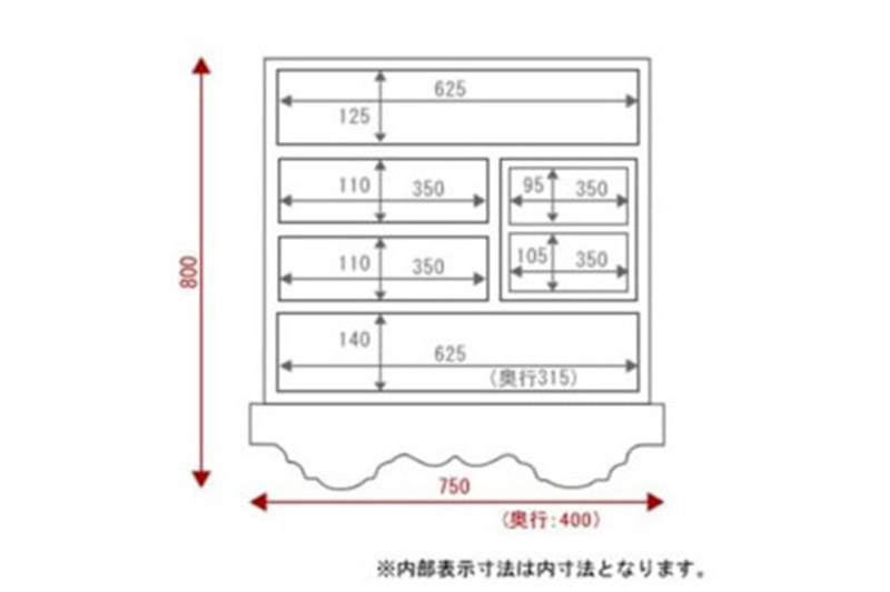 仙台箪笥 中型車箪笥 常盤色漆塗り (申込書返送後、3ヶ月～8ヶ月程度でお届け)