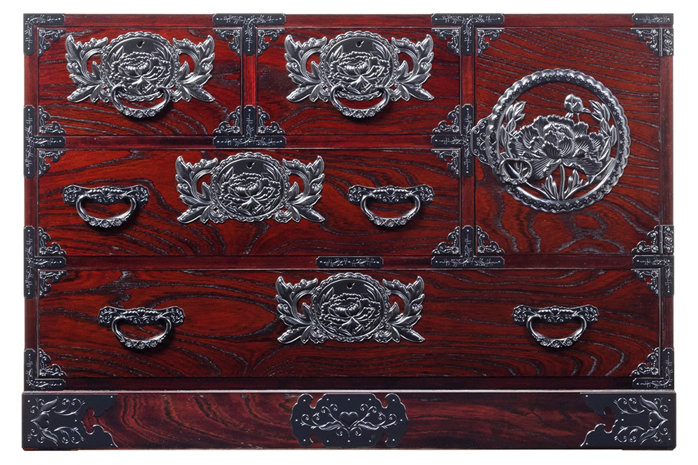 仙台箪笥 三.五尺横長箪笥70 拭き漆塗り (申込書返送後、1ヶ月～6ヶ月程度でお届け)