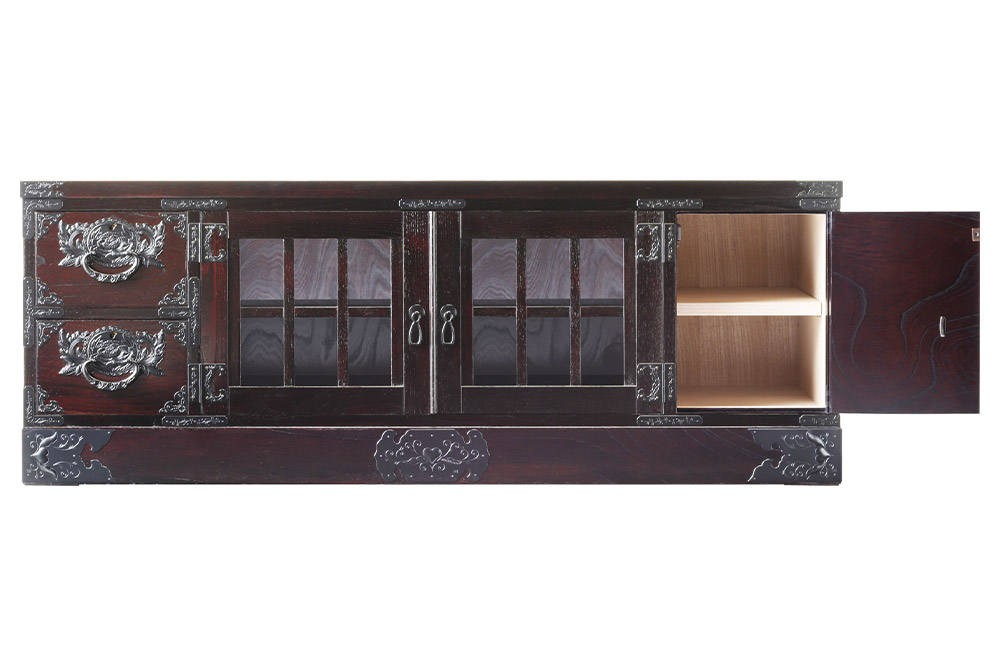 仙台箪笥 四.五尺テレビボード 拭き漆塗り (申込書返送後、1ヶ月～6ヶ月程度でお届け)