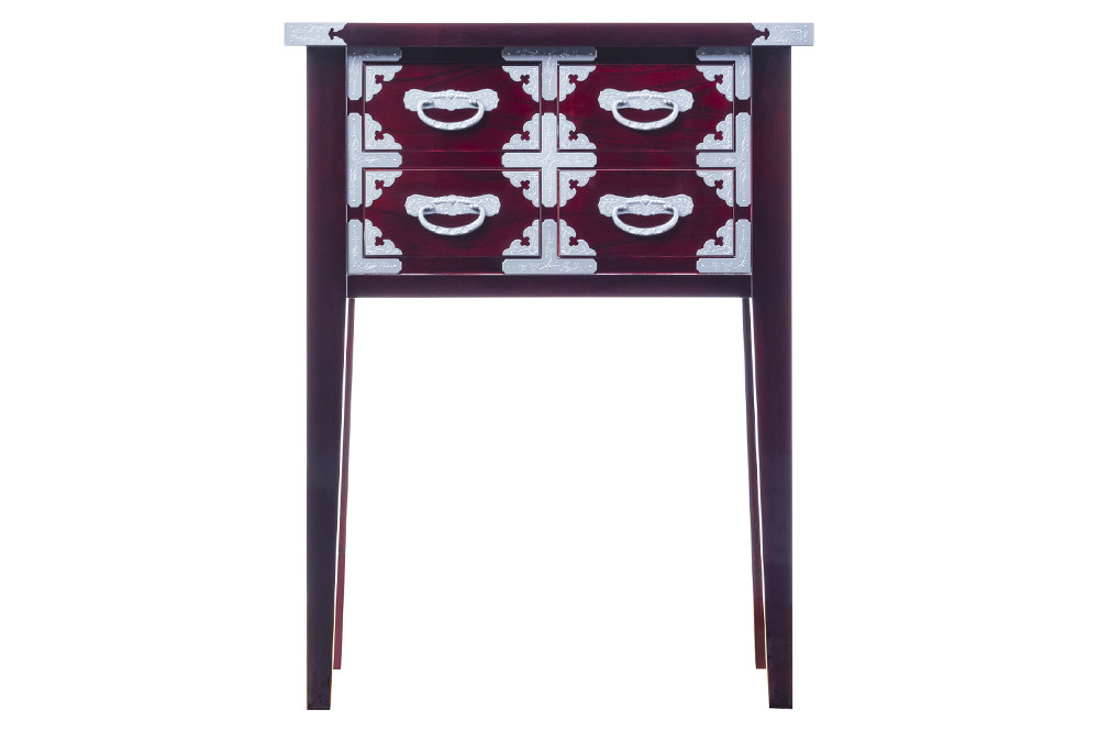 仙台箪笥 四ツ抽コンソール85 木地呂漆塗り (申込書返送後、3ヶ月～8ヶ月程度でお届け)