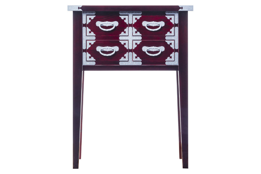 仙台箪笥 四ツ抽コンソール85 木地呂漆塗り (申込書返送後、3ヶ月～8ヶ月程度でお届け) [仙台箪笥 タンス たんす 小型 高級 工芸品 伝統]